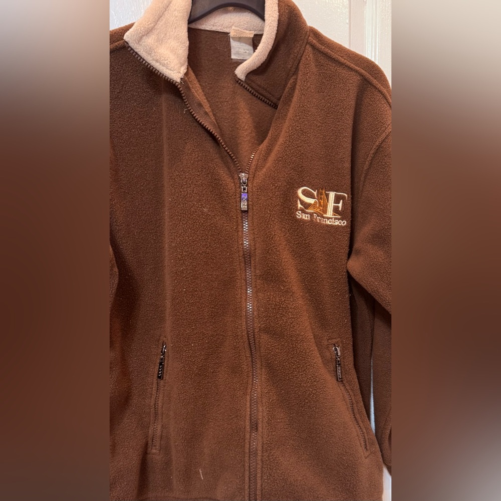 GOGO Sports Inc San Francisco , CA Brown Fleece Zip-Up Jacket Women Small - Picture 4 of 9